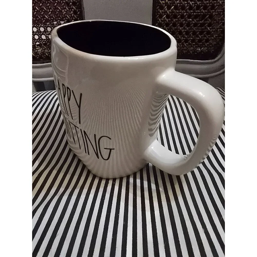 NWT Rae Dunn Halloween Happy Haunting Haunted House Icon Double Sided Mug